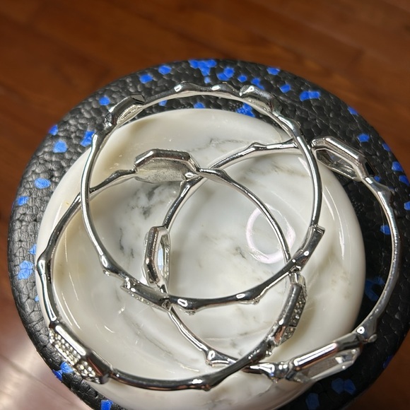 Graziano CN Silver Tone and Clear Crystal Pave/Large Stone Bangles - Picture 3 of 8